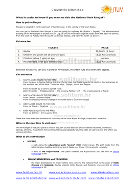 What Is Useful to Know If You Want to Visit the National Park Risnjak?