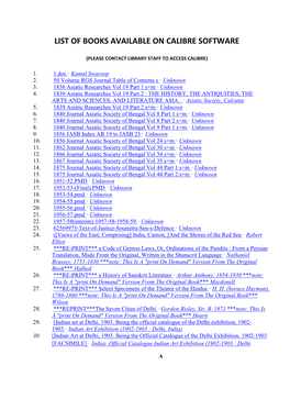 List of Books Available on Calibre Software