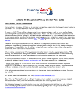 Arizona 2018 Legislative Primary Election Voter Guide