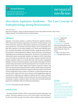 Meconium Aspiration Syndrome – the Core Concept of Pathophysiology During Resuscitation