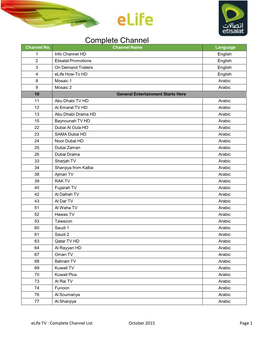 Complete Channel List October 2015 Page 1