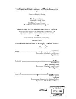 The Structural Determinants of Media Contagion by Cameron Alexander Marlow