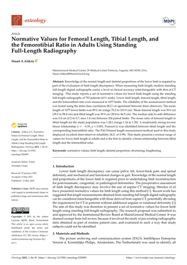 Normative Values for Femoral Length, Tibial Length, Andthe Femorotibial