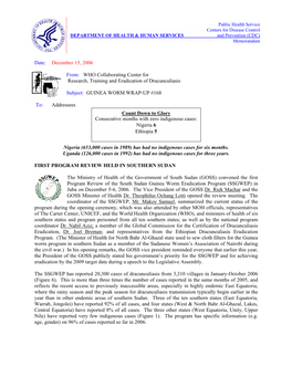 Date: December 15, 2006 From: WHO Collaborating Center for Research, Training and Eradication of Dracunculiasis Subject: GUINEA