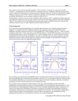 Data Analysis Toolkit #4: Confidence Intervals Page 1 Copyright © 1995