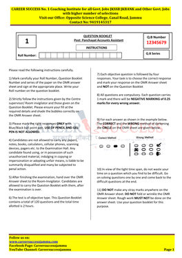 CAREER SUCCESS No. 1 Coaching Institute for All Govt. Jobs JKSSB JKBANK and Other Govt