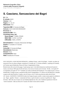 S. Casciano, Sancasciano Dei Bagni