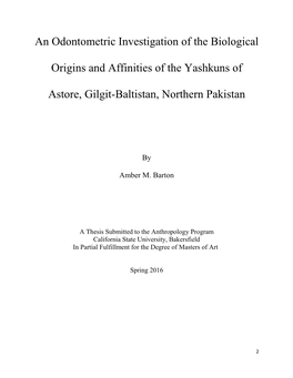 An Odontometric Investigation of Biological Affinities of the Yashkun