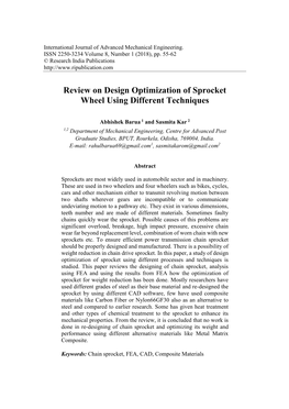 Review on Design Optimization of Sprocket Wheel Using Different Techniques