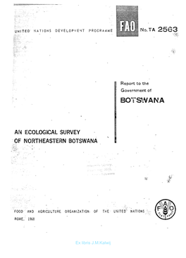 An Ecological Survey of Northeastern Botswana