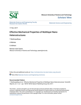 Effective Mechanical Properties of Multilayer Nano-Heterostructures," Scientific Reports, Vol