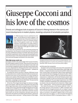 Friends and Colleagues Look at Aspects of Cocconi's Lifelong Interest in the Cosmos and Recent Developments in Modern Physics