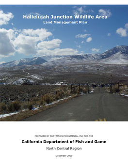Hallelujah Junction Wildlife Area Land Management Plan
