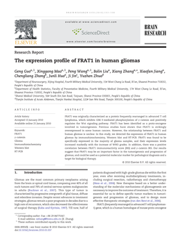 The Expression Profile of FRAT1 in Human Gliomas