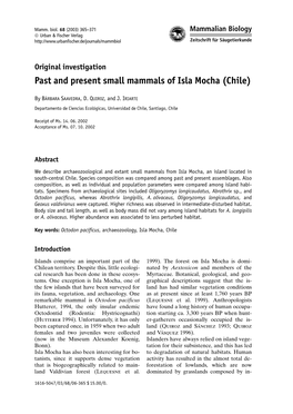 Past and Present Small Mammals of Isla Mocha (Chile)