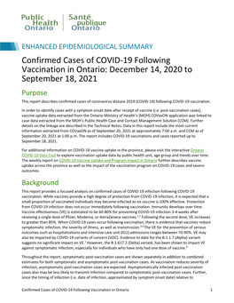 Confirmed Cases of COVID-19 Following Vaccination in Ontario