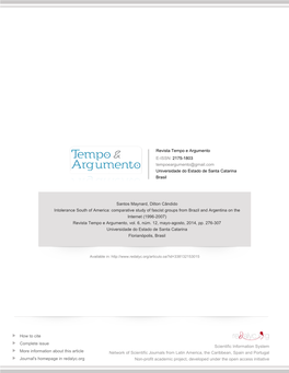 Comparative Study of Fascist Groups from Brazil and Argentina on the Internet (1996-2007) Revista Tempo E Argumento, Vol