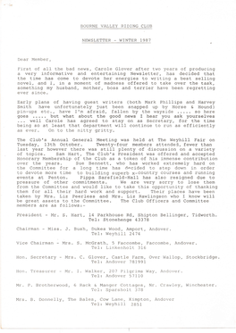 Newsletter Winter 1987