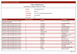 Final LGE Candidates Councillor List