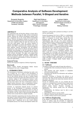 Comparative Analysis of Software Development Methods Between Parallel, V-Shaped and Iterative