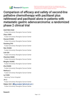 Comparison of E Cacy and Safety of Second-Line