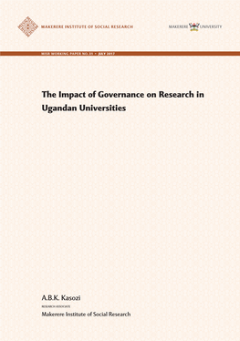 Yemeni Diaspora, Law and Colonial Social Order in 1930 Djibouti the Impact of Governance on Research in Ugandan Universities