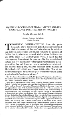 Aquinas's Doctrine of Moral Virtue and Its Significance for Theories of Facility