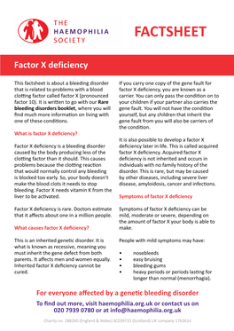 Factor X Deficiency