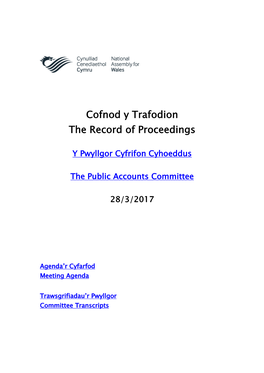 Cofnod Y Trafodion the Record of Proceedings