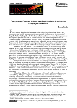 Compare and Contrast Influence on English of the Scandinavian Languages and French