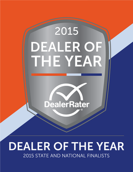 Dealer of the Year 2015 State and National Finalists Table of Contents