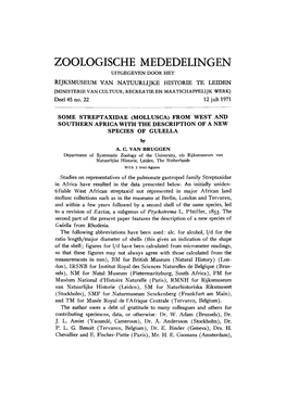 Zoologische Mededelingen Uitgegeven Door Het