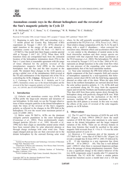 Anomalous Cosmic Rays in the Distant Heliosphere and the Reversal of the Sun’S Magnetic Polarity in Cycle 23 F