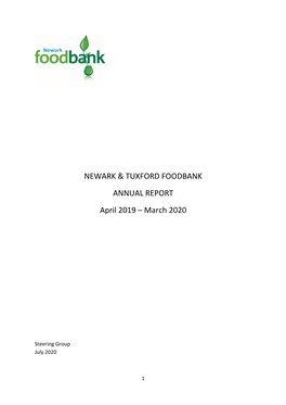 NEWARK & TUXFORD FOODBANK ANNUAL REPORT April 2019