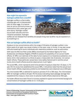 Fact Sheet: Hydrogen Sulfide from Landfills