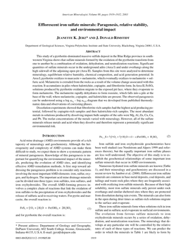 Efflorescent Iron Sulfate Minerals: Paragenesis, Relative Stability, and Environmental Impact