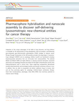 Pharmacophore Hybridisation and Nanoscale Assembly to Discover Self-Delivering Lysosomotropic New-Chemical Entities for Cancer Therapy