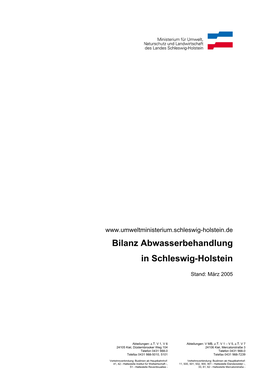 Bilanz Abwasserbehandlung in Schleswig-Holstein