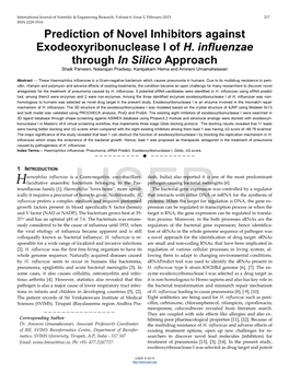 Prediction of Novel Inhibitors Against Exodeoxyribonuclease І of H