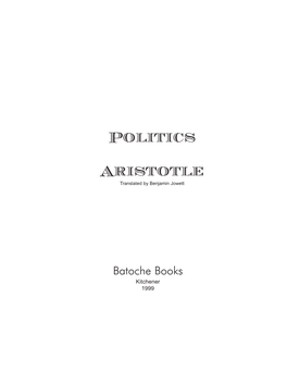 Politics Aristotle