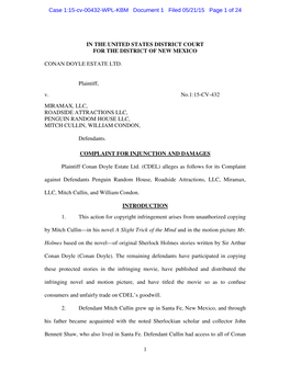 Case 1:15-Cv-00432-WPL-KBM Document 1 Filed 05/21/15 Page 1 of 24