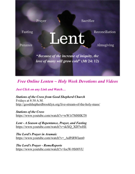Lenten Prayers and Devotions