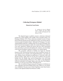 Collecting Portuguese Ballads1