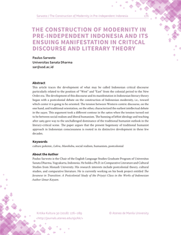 The Construction of Modernity in Pre-Independent Indonesia 276