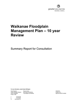 Waikanae Floodplain Management Plan – 10 Year Review