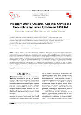 Inhibitory Effect of Acacetin, Apigenin, Chrysin and Pinocembrin on Human Cytochrome P450 3A4