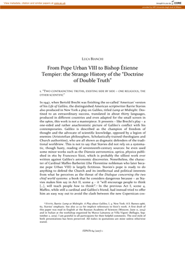 From Pope Urban VIII to Bishop Étienne Tempier: the Strange History of the “Doctrine of Double Truth”