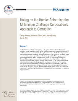 Reforming the Millennium Challenge Corporation's Approach to Corruption