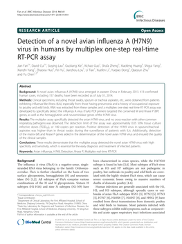 Detection of a Novel Avian Influenza a (H7N9)