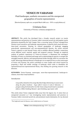 VENICE in VARANASI Fluid Landscapes, Aesthetic Encounters and the Unexpected Geographies of Tourist Representation